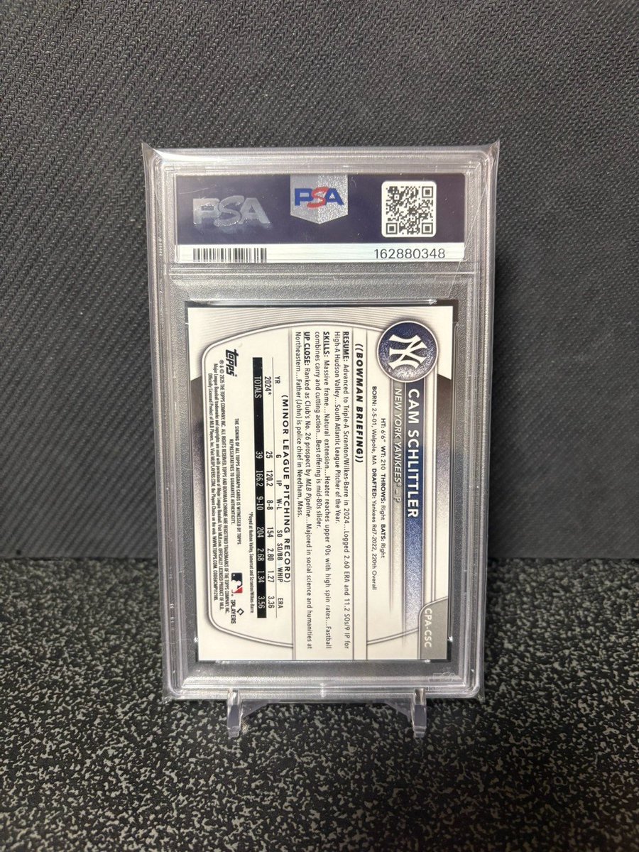 Memosn8g's tweet photo. New York Yankees

Topps bowman
キャム・シュリットラー 
1st bowman 直筆サイン
299枚限定 PSA9

Topps bowman
CAM SCHLITTLER
1st bowman auto /299 PSA9 https://t.co/Pq9ODmXHo4