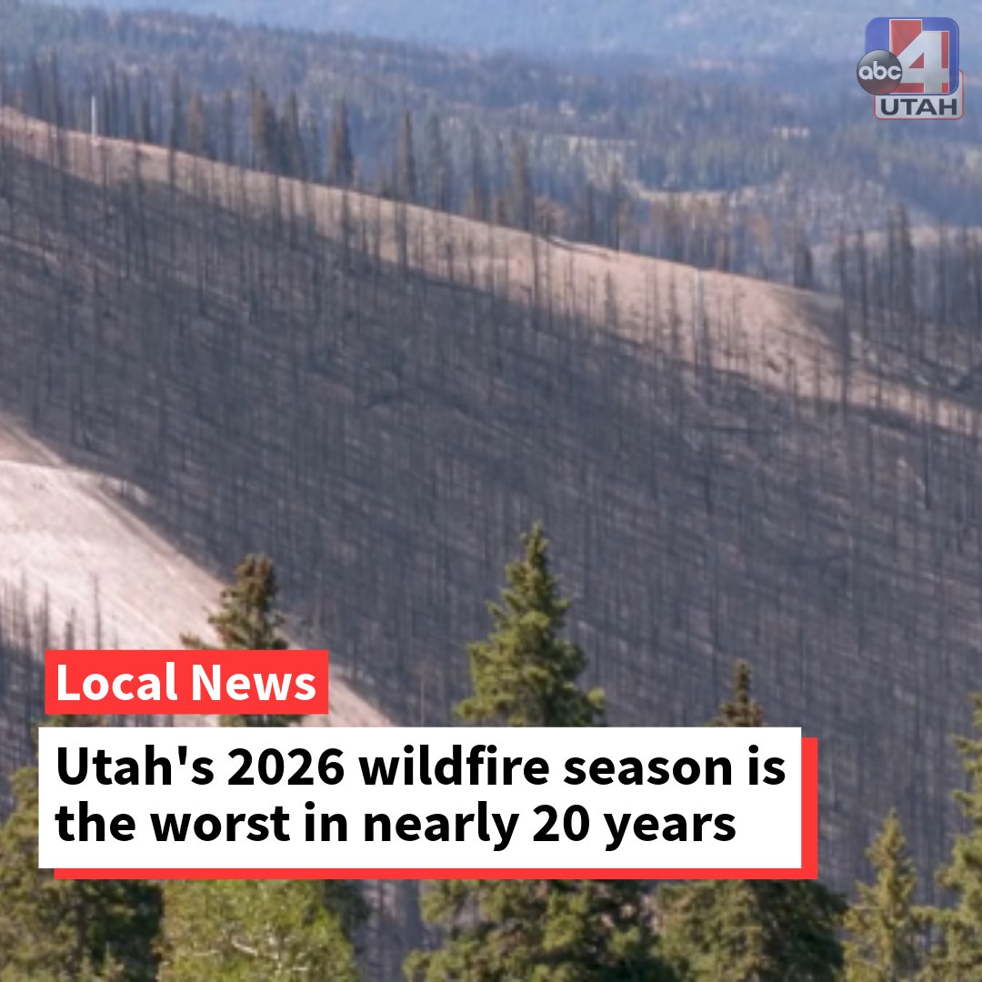 abc4utah's tweet photo. More than 500,000 acres burned across Utah during the 2026 wildfire season, making it the state's most severe fire year since 2007, according to J. Bradley Washa, Utah State University Extension assistant professor of wildland fire science.

Full story: https://t.co/lPTKgNJtof https://t.co/1iol5rRm9S