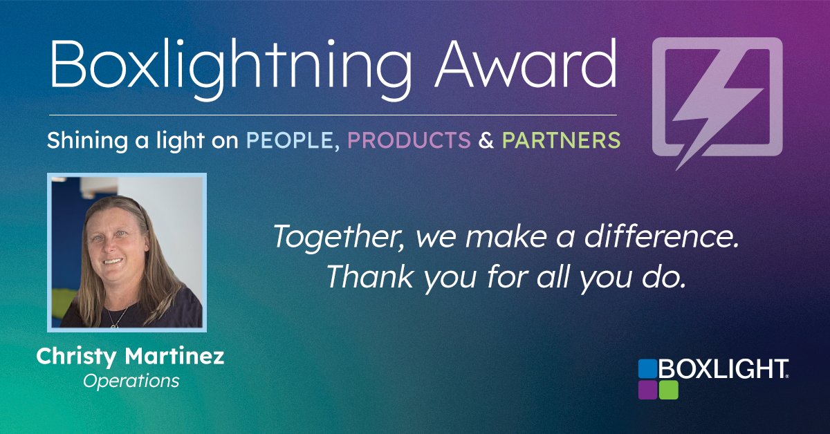 boxlightinc's tweet photo. 🎉 Huge shoutout to Christy Martinez from Operations for her Boxlightning Award! 🌟 She ensures our teams, partners, and customers get what they need, when they need it. Thank you, Christy! 🙌 #BoxlightningAward #Teamwork #Appreciation https://t.co/6wggZcug1j