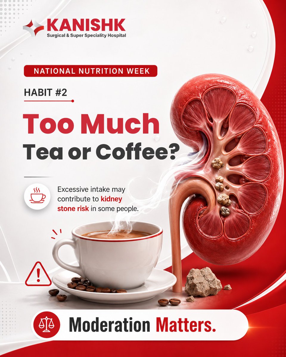 PatrickMotts's tweet photo. Your daily habits can impact kidney health. This National Nutrition Week, watch out for three kidney stone risks: too little water, excessive tea or coffee, and too much salt. Stay hydrated and choose a balanced diet. https://t.co/lR8yEOTae0