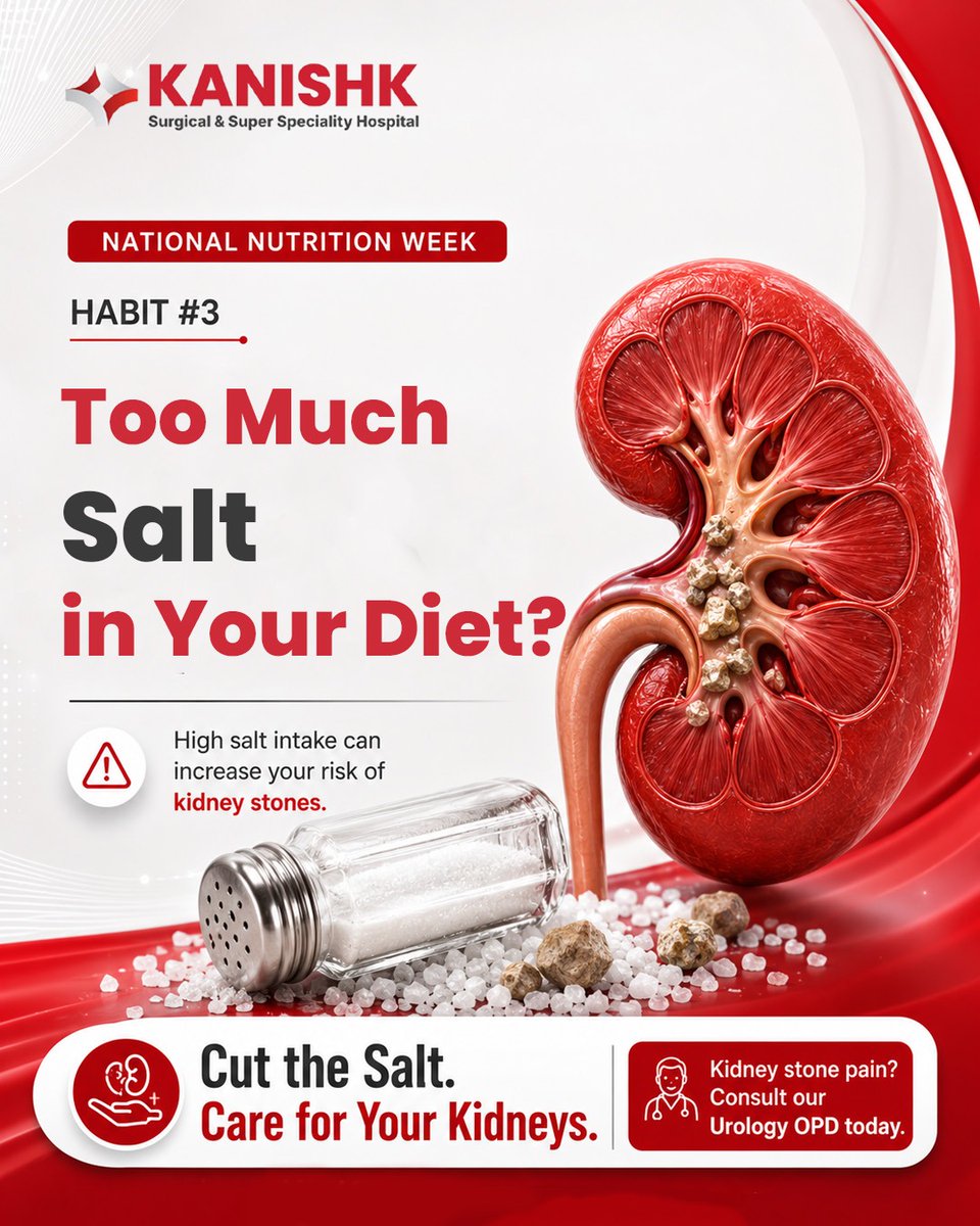 PatrickMotts's tweet photo. Your daily habits can impact kidney health. This National Nutrition Week, watch out for three kidney stone risks: too little water, excessive tea or coffee, and too much salt. Stay hydrated and choose a balanced diet. https://t.co/lR8yEOTae0
