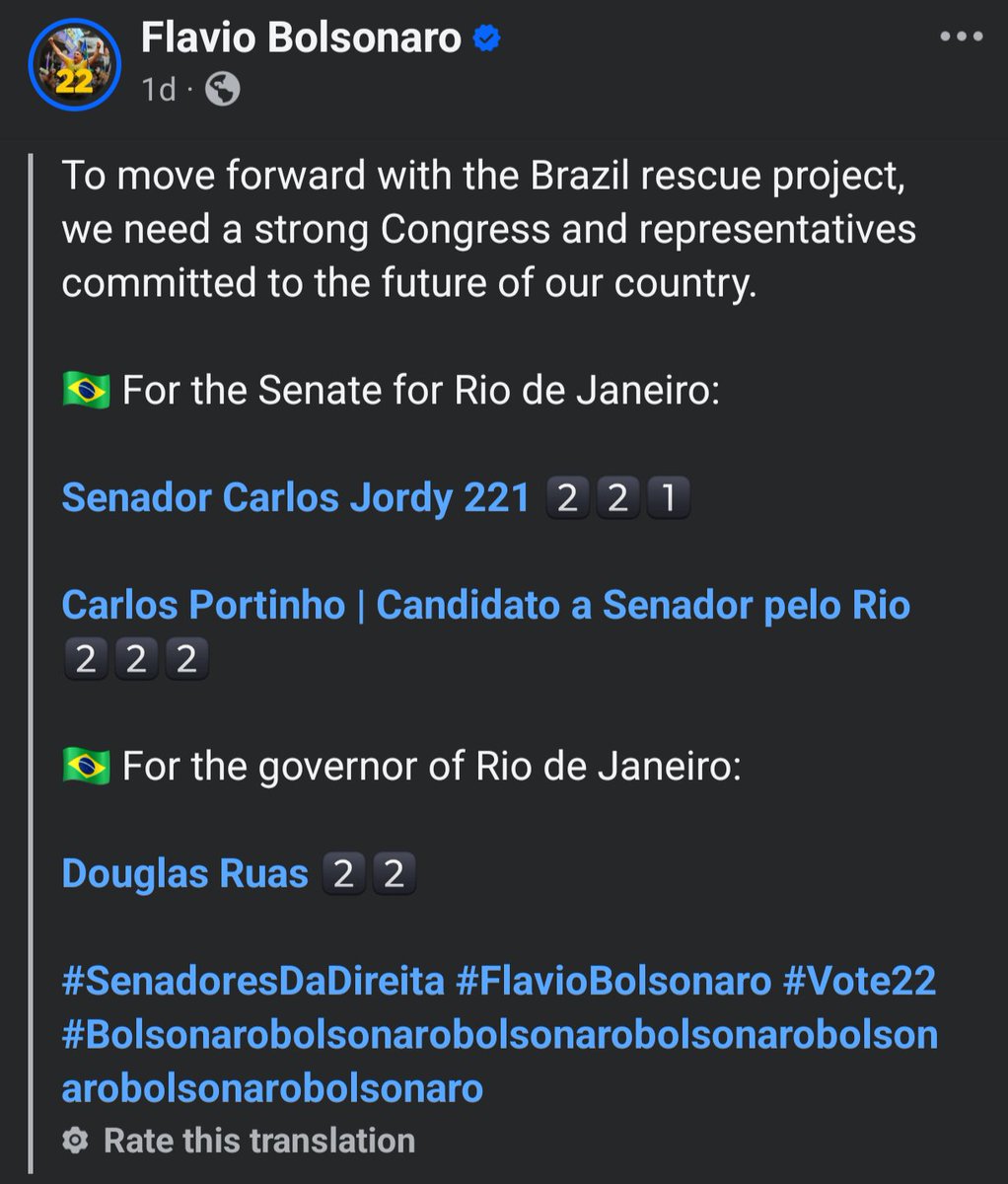 extremearturo's tweet photo. I'm sometimes amazed (but not surprised) at how blatant U.S. interference in recent elections in Latin America gets so little attention in the U.S. There's no better example in the moment than the efforts to interfere in Brazil's presidential election.

Currently, in addition to the White House's meddling, Meta is actively helping interfere in Brazil's election. A couple of weeks ago, I reported on Facebook allowing ads riddled with disinformation about the elections. Since then, Meta disabled Lula's ability to run ads on the platform and labeled all of his posts as "election propaganda."

Meanwhile, Flávio Bolsonaro's election-related posts have no such label.

https://t.co/ChOKU4QXI4