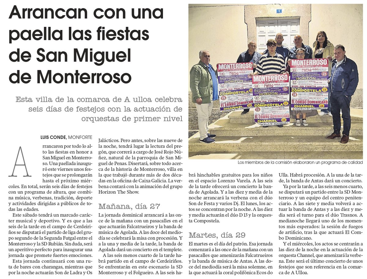 ConcelloM's tweet photo. 🏫 Festas de San Miguel 2026 en Monterroso.

🎉 As Festas de San Miguel arrancaron por todo o alto en Monterroso cunha paellada que deu inicio a seis días de celebración.

🗞️ La Voz de Galicia. https://t.co/heDkdjlFb2