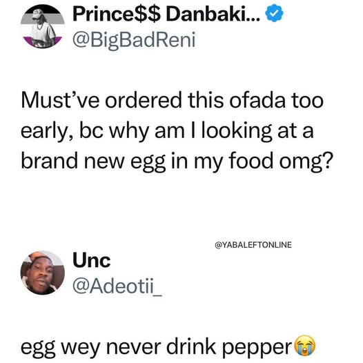 yabaleftonline's tweet photo. Egg soaked in stew >>>> https://t.co/HASn1qT0Zc