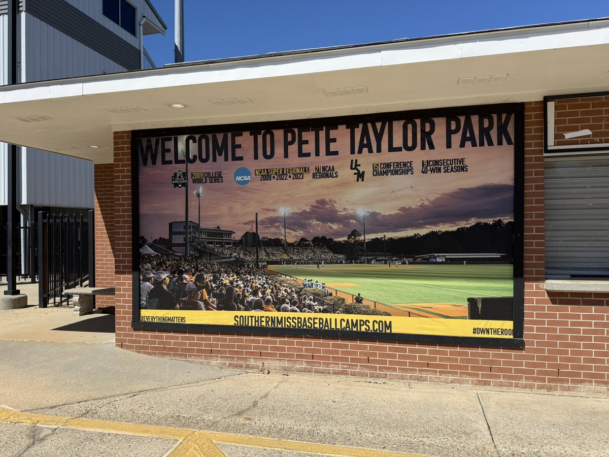 marketheridge's tweet photo. My first fall ball visit is to Pete Taylor Park to see @SouthernMissBSB https://t.co/PC9l0Ml8GN