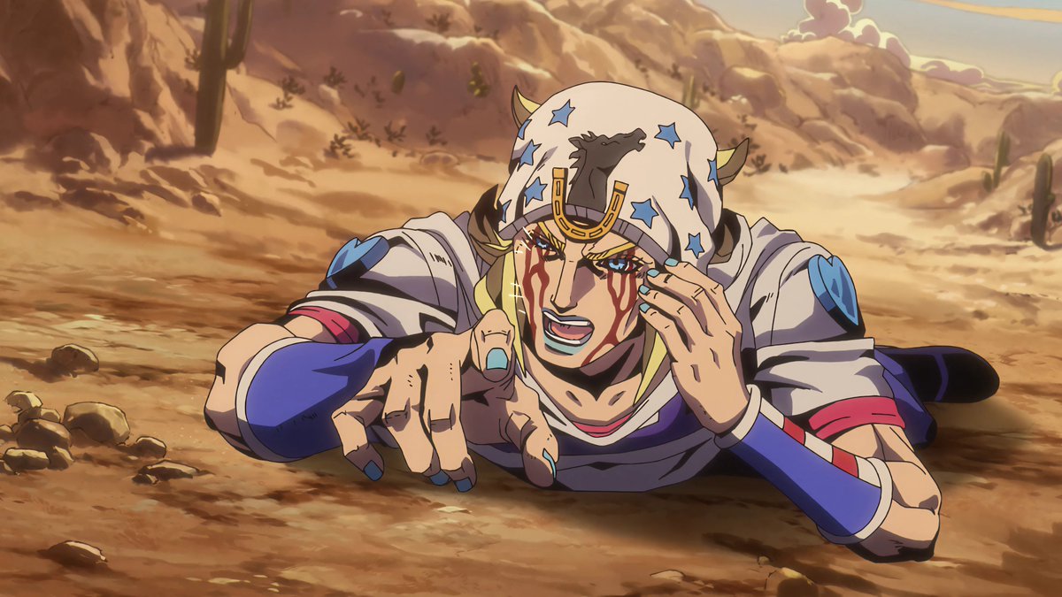 Saif_Viatrent's tweet photo. Finally watched steel ball run ep 2 so a review : 

I have a lot and a lot of complaints 

1. DON'T MAKE EPISODE THIS FUCKING GOOOD😭 I STARTED EP AND IT ENDED IN 2 MINS 

2. DON'T BELIEVE TWITTER 

and now to review

Lets go point by point , Pacing was a bit fast specially right at stage 2 start but didn't mind much , Direction was very very gooood which hard carried the ep , Storyboards were nice and good but okay ish it many points really manga accurate 

But ya Direction cleared all doubts , Main thing i loved was Holy AD work my god it looks so gooooodddddd everyone,  and also The comp , the BG everything is so fucking gooood mannnnnn Animation is sooo gooood it moves so well in ep 2 , 5 KA was a shock but ya it indeed was crazy holy my favorite shi got favorite stuffs i am loving every bit of it , The osts hard carried the ep too

I have rewatch trice already and it gets better every watch ya there was a reuse of animation but its common in animation most of animes does it so I don't mind as long as it looks goood
goood

My hopes fot upcoming eps are really high too , this ep exceed my expectation tbh feels like GW because i went in with SO level of hopes  and I am loving the story the most the ways it plays out Screenplay was very nice even though many things were cut but ya it was good

Also lets talk about ending when i saw it , its bad real bad but i don't mind it much tbh i can bear through 1 min 30 second visuals are really great but the things JOJOs has best endings ever so its really a worst let down and mood killer i hope it fixes soon and we get a change after ep 12 

Overall 8.8/10 , Amazing ep