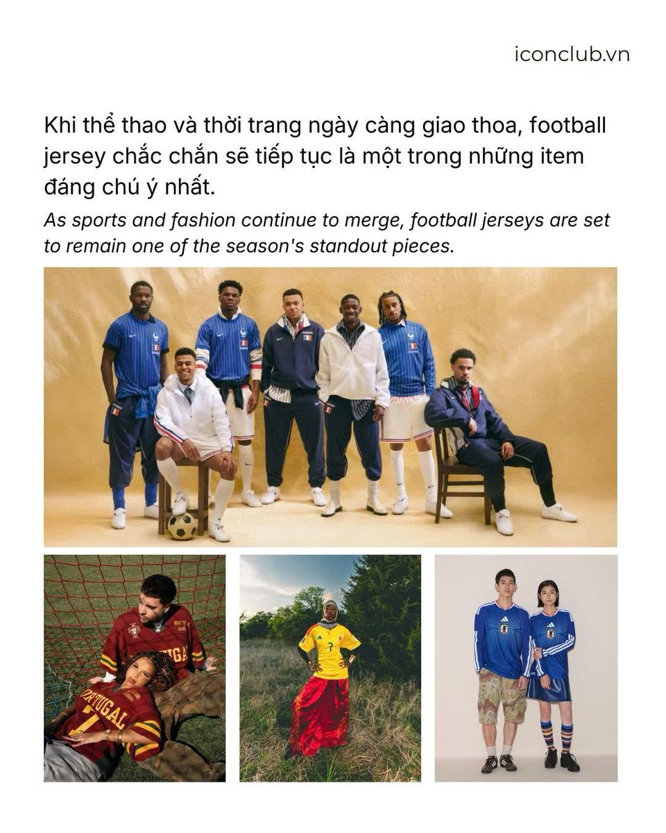 juh_rh's tweet photo. World Cup 2026 không chỉ khuấy động sân cỏ mà còn đưa Blokecore trở thành xu hướng thời trang nổi bật. Từ street style đến các BST lớn, football jersey đang vượt khỏi ranh giới sân vận động. https://t.co/7hXuejb5y1