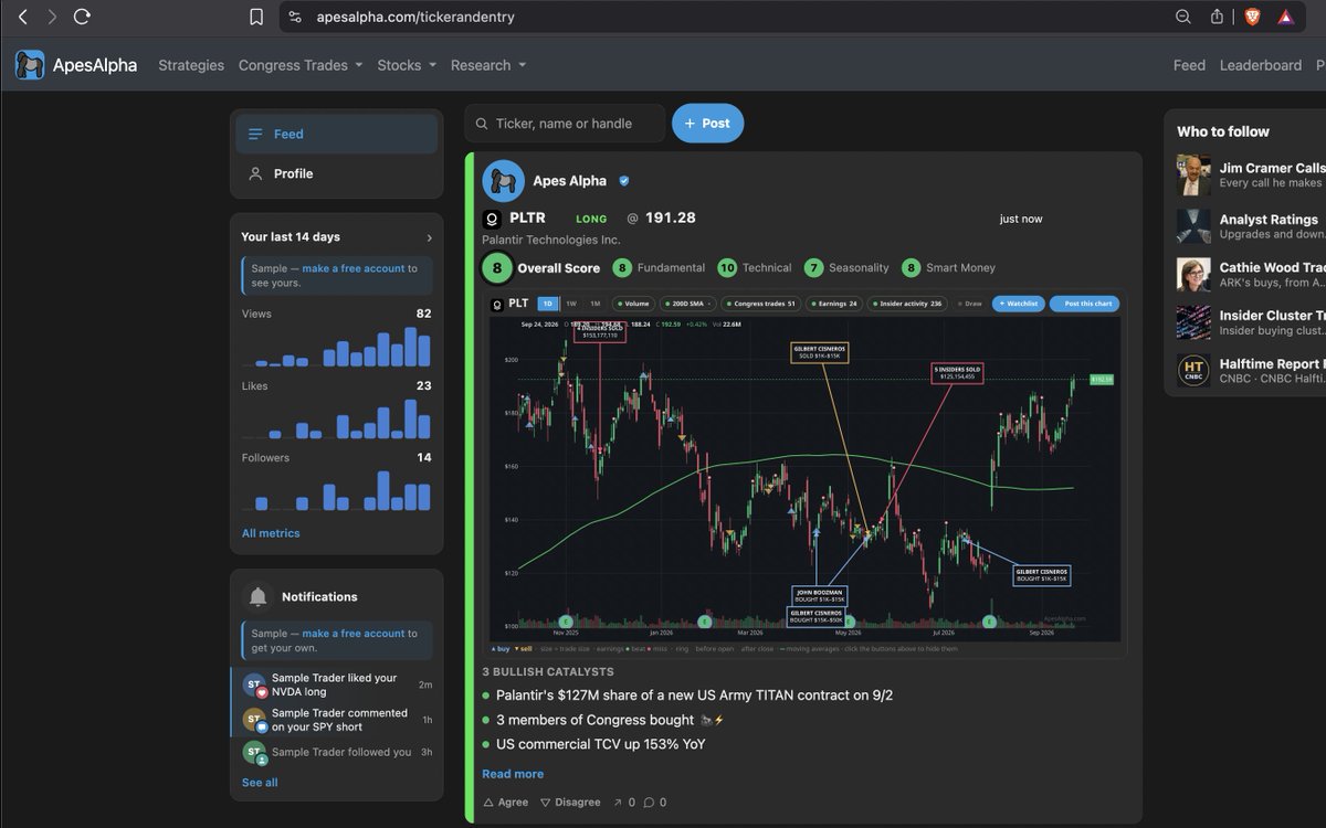 ApesAlphaHQ's tweet photo. $PLTR Pick by Apes Alpha just released.

Timestamped LONG call @ 191.28. https://t.co/tBaQU0XaBv
