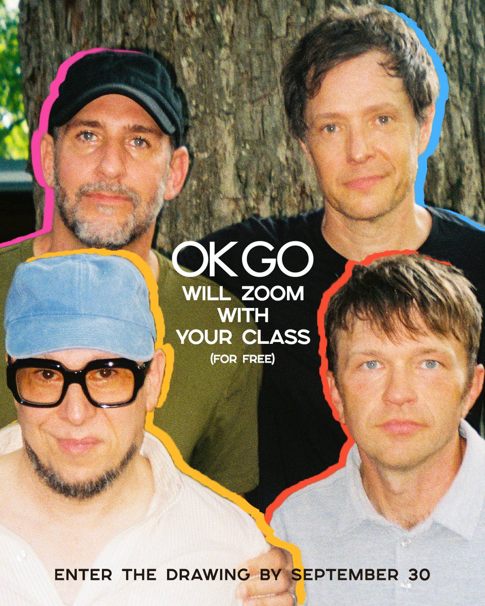 okgo's tweet photo. So many amazing educators use @OKGoSandbox, and we want to thank you by Zooming with your classrooms. Fill out this survey: https://t.co/4QrmgcKqeo  before September 30, 2026 for a chance to win a 30 minute student Q&A session with an OK Go band member. We'll randomly select 5 survey responses on October 1 and email you to schedule a virtual classroom visit. Happy start of the school year (or as us civilians call it, "fall").