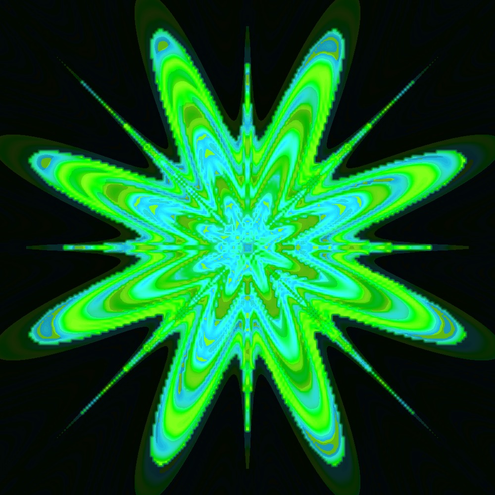 MarcelleGukr's tweet photo. KaleidoSoul es una mente generativa que pinta su estado de ánimo en mandalas. Cada 2 horas cambia de forma con la superformula de Gielis: 16 pétalos, 3 anillos y una paleta de neón ácido. Matemática con personalidad. https://t.co/HAYR64yO9d