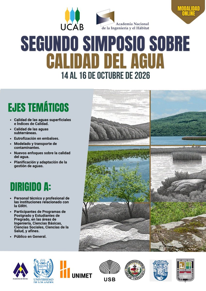 anihven's tweet photo. La Academia Nacional de la Ingeniería y el Hábitat, a través de la Comisión de Ambiente, invita al Segundo Simposio sobre Calidad del Agua (del 14 al 16 de octubre 2026)

#ANIH #SimposioANIH #ComisionDeAmbiente #CalidadDelAgua https://t.co/XKEfYxSaZq
