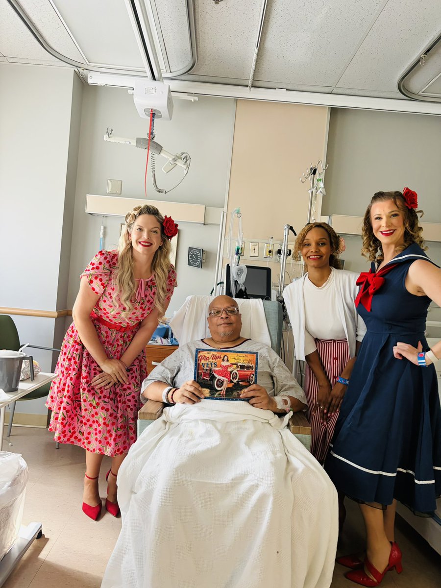 PinUpsForVets's tweet photo. Our Ambassadors Mandy (Army Veteran), Miracle (USAF Veteran) and Margaret (USMC Veteran) had a great visit to the Baltimore, MD VA Hospital today to bring calendar gifts and smiles to their fellow Veterans! https://t.co/W2w0m4Mc8Q