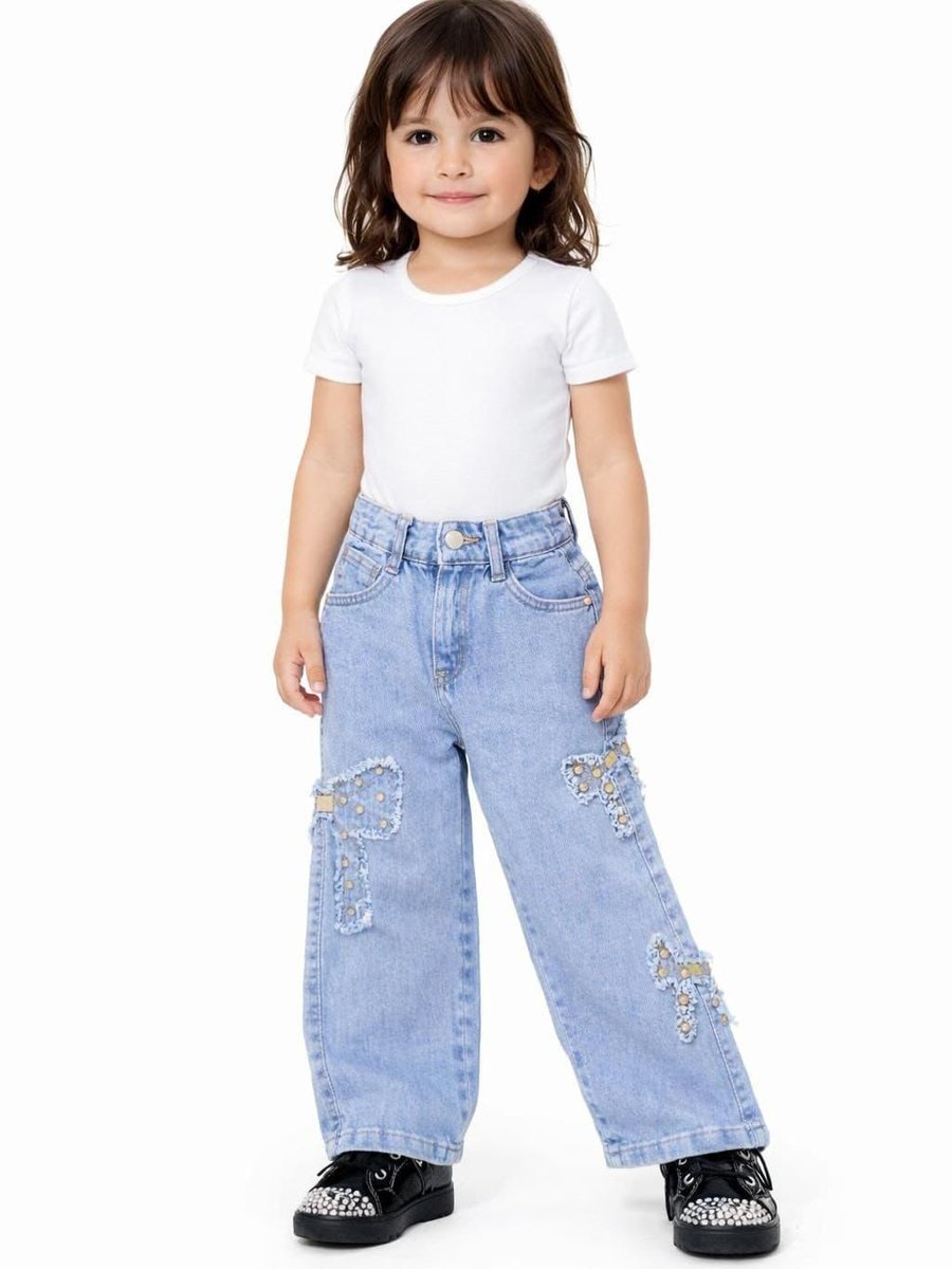 Bimaryasma's tweet photo. Patch it up! Wide-leg jeans for stylish girls. Trendy patches and a comfy fit make them a must-have. Sizes 6–16 years. Order via DM or WhatsApp 78 868 280. https://t.co/zXLaokfLjm