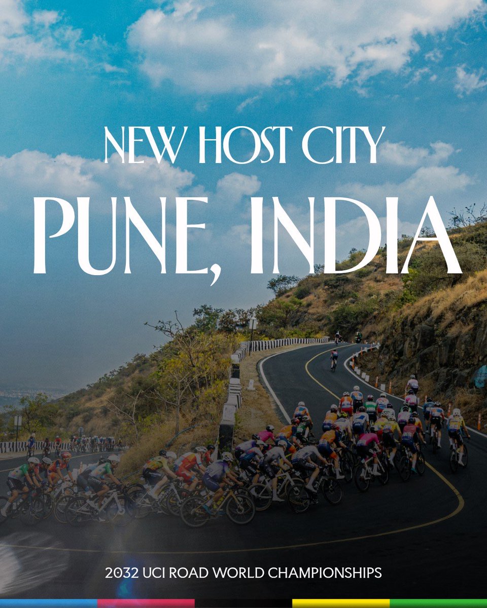 Dev_Fadnavis's tweet photo. History created !
Pune is the preferred Global Destination for hosting the UCI Road World Championship 2032, First time ever in INDIA ! 🇮🇳🚴

Pune is all set to host the prestigious 2032 UCI Road World Championships, bringing this elite global cycling event to India for the very first time. For Maharashtra and Pune, this is a moment of pride that celebrates our unstoppable sporting spirit. Having successfully raced ahead with the Pune Grand Tour earlier, the city has firmly established itself as a true powerhouse of cycling culture.

Under the visionary leadership of Hon PM Narendra Modi Ji, India's sporting ecosystem is shifting into high gear, building world-class infrastructure and unstoppable momentum for athletes nationwide.

https://t.co/L3ZrruYFuD

https://t.co/XEA2CWs4Tl

@narendramodi @UCI_cycling @pune_2032
#Maharashtra #Pune2032 #RoadCycling