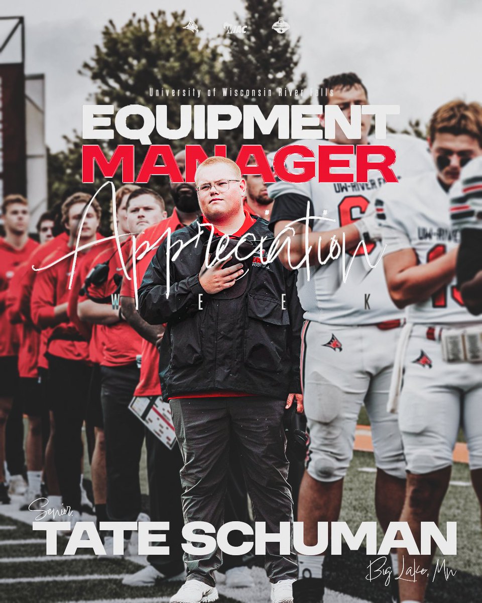 CoachWoodUWRF's tweet photo. No week like Equipment Manager Appreciation Week. We are lucky to have the absolute best in the country. Ladies and gentleman, Tate Schuman 

#AL27IN https://t.co/Xuyp8KN6Bq