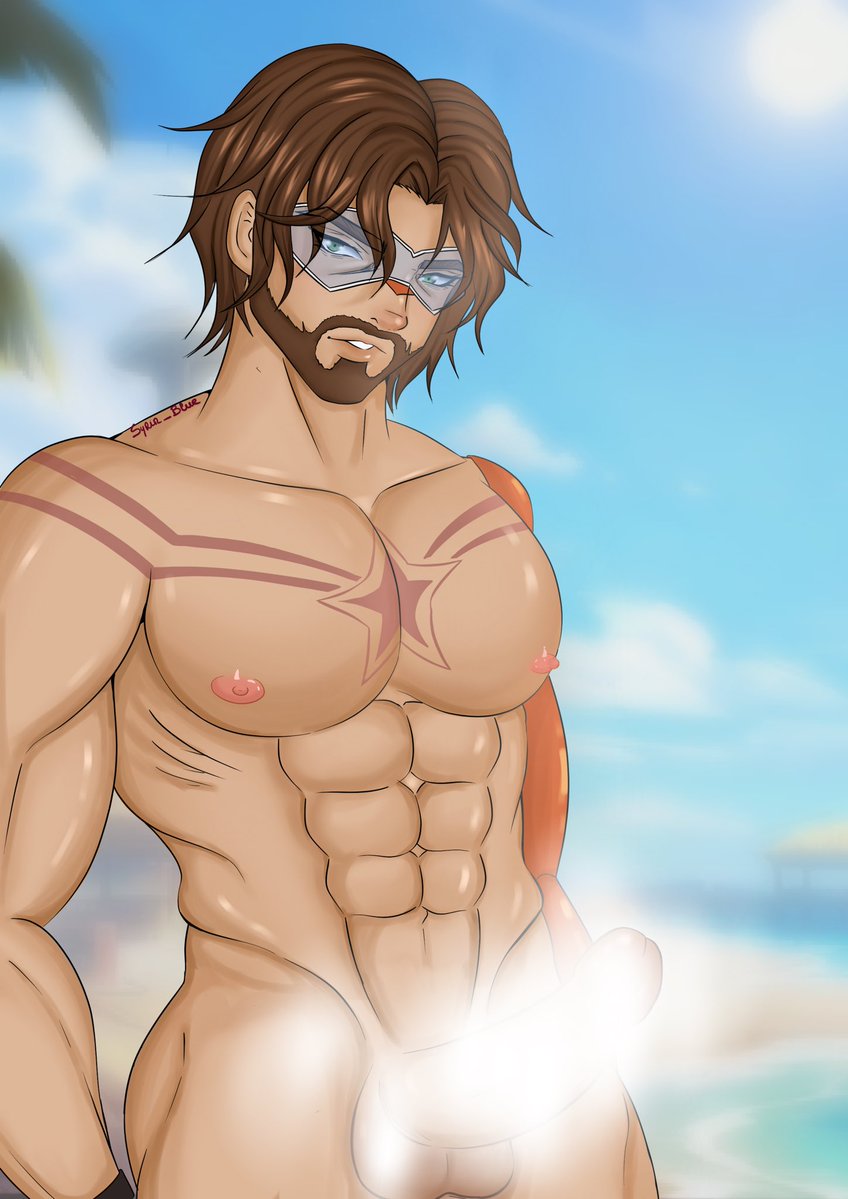 Syrin_blue's tweet photo. Winter Soldier Summer Skin} ☀️🌻🩲

He’s enjoying the weather ! 

I forgot the tattoo ! And here without the swimsuit 😋.

Uncensored on the P-site🔞🫣

#MarvelRivals #Bucky #Wintersoldier #sfw #bara https://t.co/DUmMSWaIz3