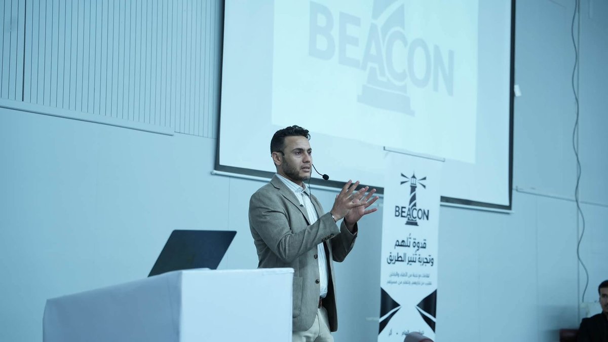 YASEIN_01's tweet photo. Yesterday, at Beacon Tripoli University mentorship program we were honored to host Dr. Faysal Alghoula. From Libyan University to Mayo Clinic, his journey reflects ambition, resilience and trust in the process. The Full video soon. 

#Beacon 
#MedicalEducation #TMSU 
#MayoClinic https://t.co/Zp7HWq9dXy