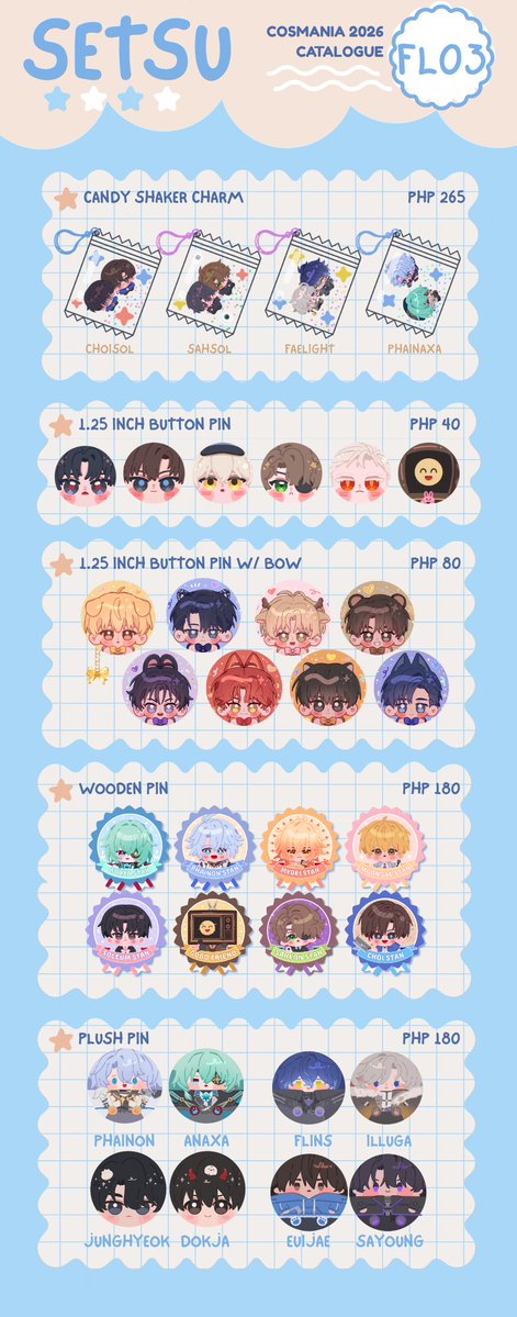 daz_hai's tweet photo. RTs 🩵

Here is my catalog for #cosmania2026
💛 Table No. FL03
🩵 Genshin, Debut or Die, GDCG / GSGW, HSR (Phainaxa), THGLL + more

#FanFairatCosplayMania2026 #CosplayMania2026 https://t.co/gj4KfELcgA