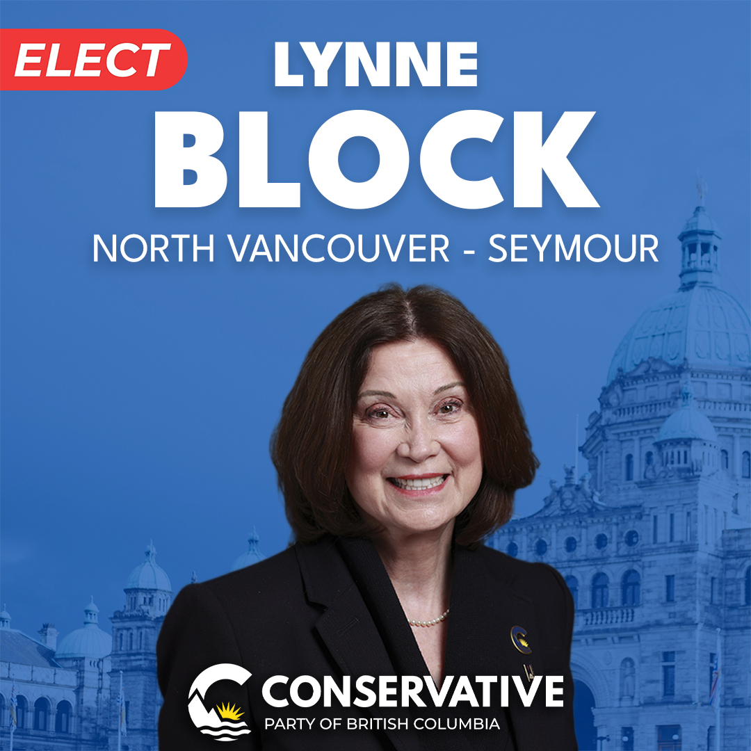 Conservative_BC's tweet photo. We’re pleased to announce Lynne Block in North Vancouver-Seymour.

We’re unified and ready to bring the change BC deserves.

https://t.co/kvzlna8nN8 https://t.co/sqSoIJEZLD