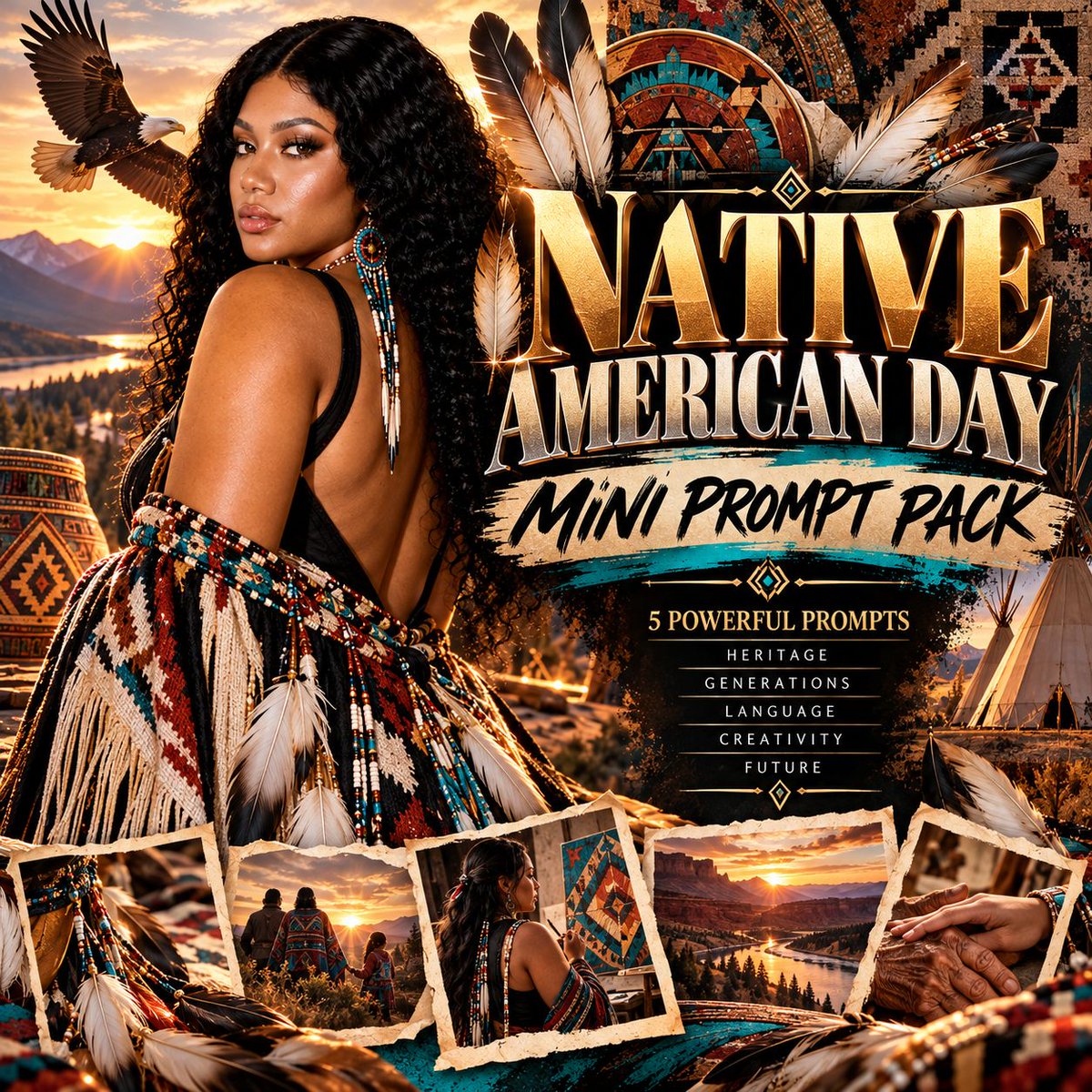 TheAiPromptTrap's tweet photo. NATIVE AMERICAN DAY MINI PROMPT PACK
IS AVAILABLE NOW in our community!

https://t.co/MODXQAl9w2 https://t.co/XaFcLoEOwP