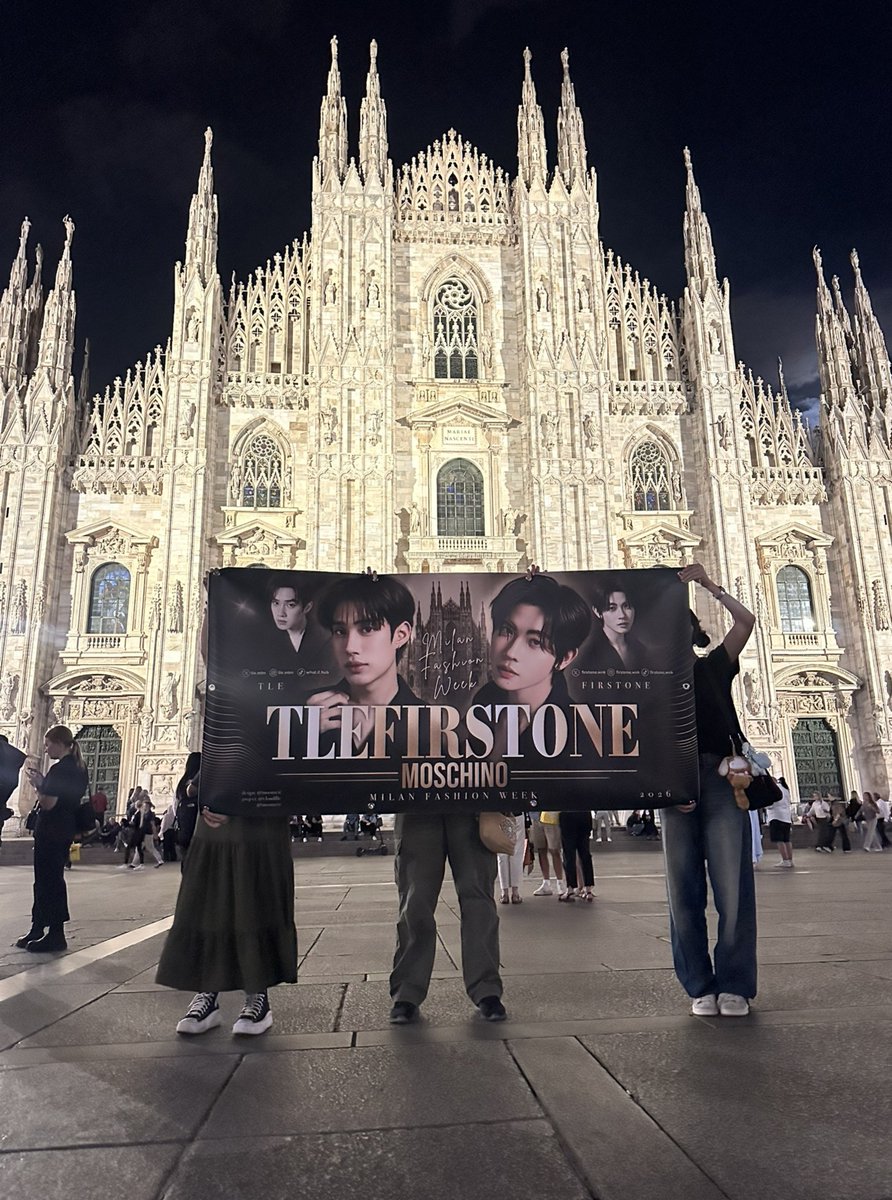 moonxest's tweet photo. we couldn't hang them there so we brought them to the duomo 🥹🤏🏻

@TLE_mtm @firstone_wnk
TLE FIRSTONE AT MFW 2027
#MOSCHINOSS27xTLEFIRSTONE 
#TLE_mtm #Firstone
#TleFirstone https://t.co/4MGMiAXN41