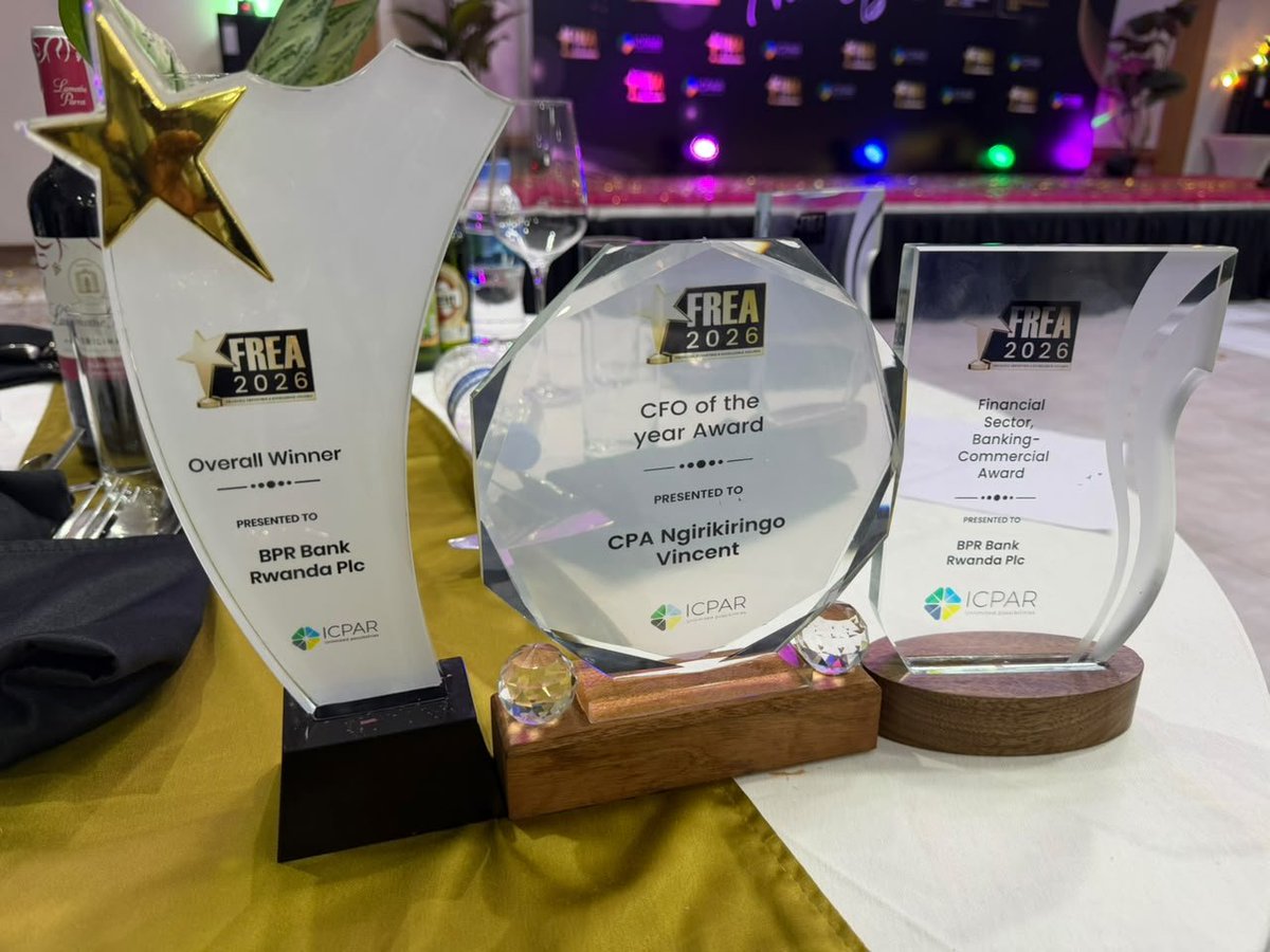 BPRbankrw's tweet photo. Triple celebration for BPR Bank Rwanda Plc tonight!

We are proud to be recognised at the Financial Reporting and  Excellence Awards 2026 Awards by the Institute of Certified Public Accountants of Rwanda @I_CPAR, taking home three significant honours:

* Overall Winner – FREA 2026
* ⁠Financial Sector, Banking–Commercial Award
* ⁠CFO of the Year – @ngivincent.

These recognitions reflect the dedication, excellence and collective effort of our people in driving BPR Bank forward and creating lasting value for our customers, communities and the economy.

We celebrate these achievements with gratitude and remain committed to doing more For People,For Better.