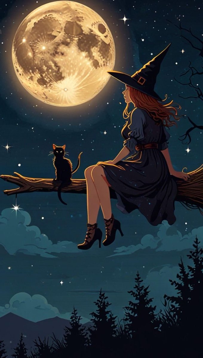noobwallpaper's tweet photo. "Moonlit magic with my favorite spooky companion." https://t.co/Gpn7JqFVqs