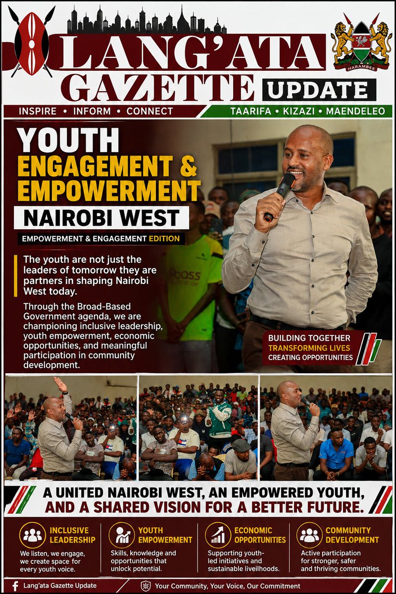 ReubenKeke's tweet photo. Empowered Youth, Stronger Nairobi West. 🤝🏽🇰🇪
Engaging, empowering, and creating opportunities for the youth to shape the community today.

Nairobi west for  Hon Abass khalif...
KIFARU 1 
Lang'ata Tano Fresh.
@HonAbassKhalif_ https://t.co/aWl7CwZTqq