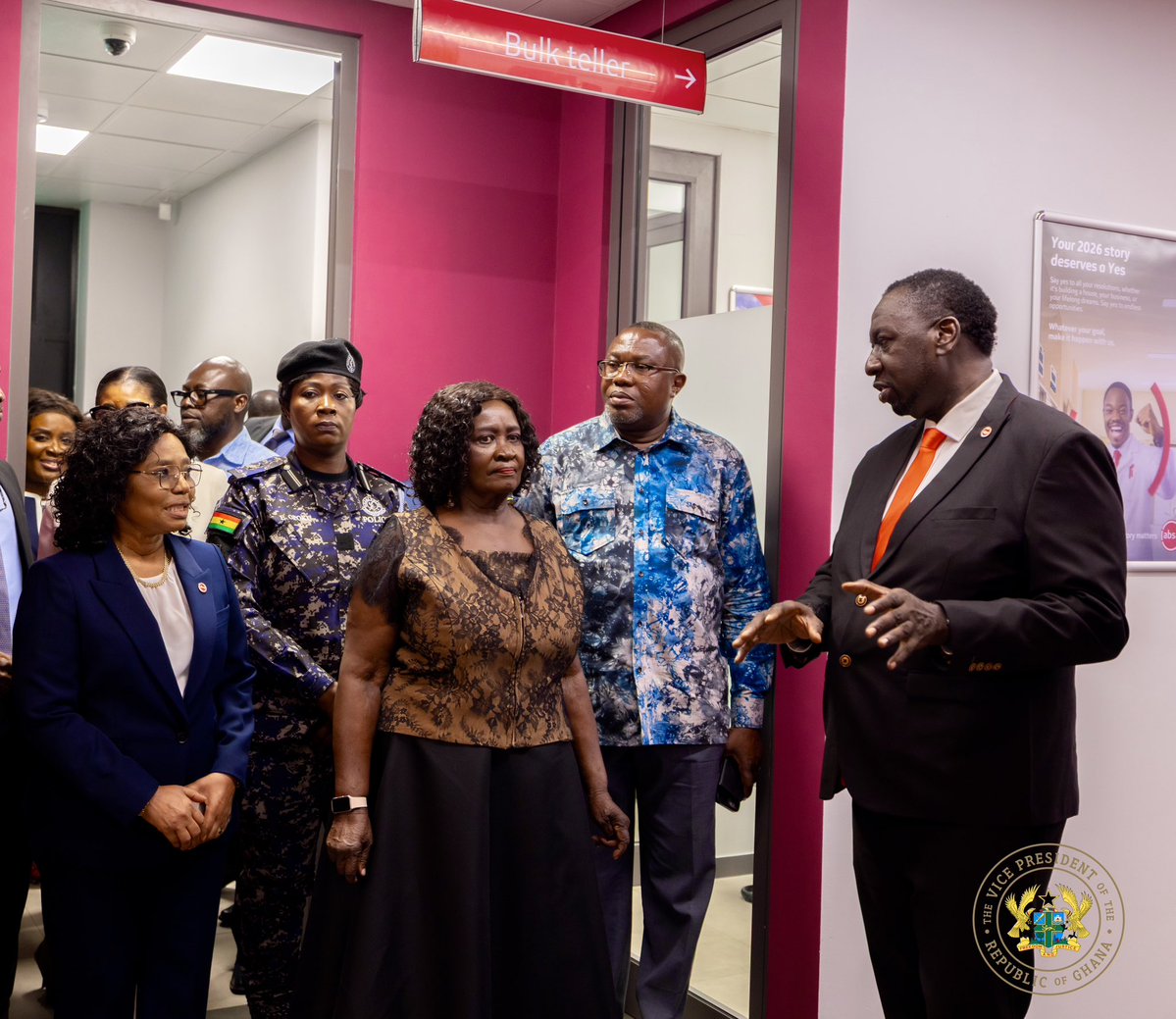 NJOAgyemang's tweet photo. Today, I opened Absa Place, Absa Bank’s new head office in Accra. The occasion gave us the opportunity to reflect on the important role that financial institutions play in supporting businesses, creating opportunities, and contributing to national development.

Government remains focused on sustaining macroeconomic stability while building a productive economy driven by value addition, enterprise and sustainable employment. Achieving this requires a strong financial sector that grows alongside the real economy.

I encourage our financial institutions to deepen financing for women-owned businesses, young entrepreneurs, and high-growth enterprises. Technology must also be harnessed to expand financial inclusion and enhance the customer experience, while upholding the highest standards of integrity and responsible banking.

The completion of Absa Place should reinforce a commitment to a financial system that better serves people, supports productive enterprise and meaningfully contributes to Ghana’s economic transformation.