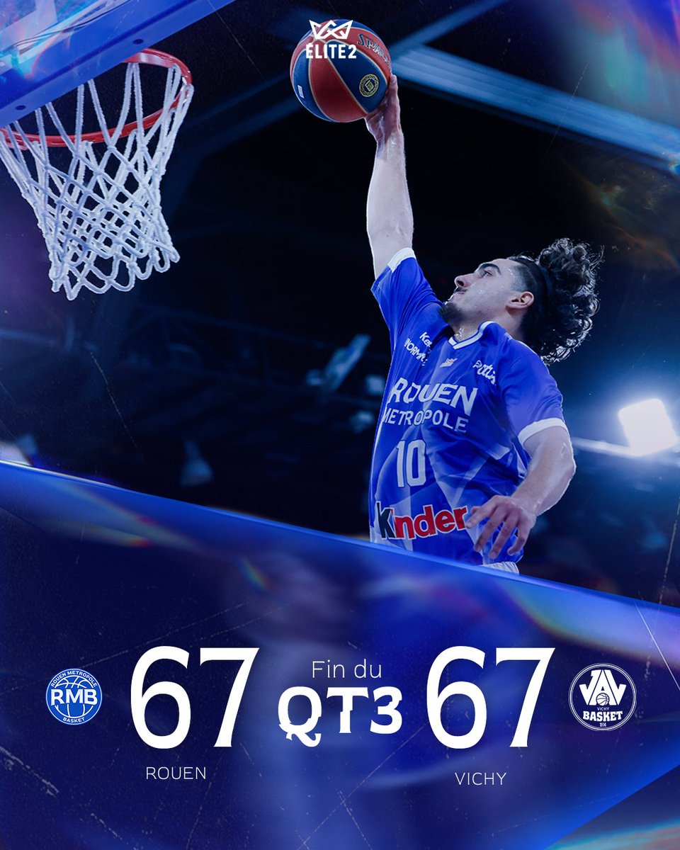RouenMBasket's tweet photo. [𝗙𝗶𝗻 𝗱𝘂 𝗤𝗧 3️⃣]

Cette fin de premier match s’annonce irrespirable 🥵🥵

#GORMB #Elite2 https://t.co/y5QUiIJfbe
