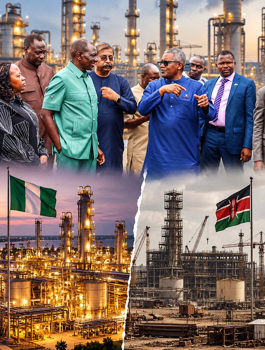 sholard_mancity's tweet photo. Ruto just walked through Dangote’s Lagos refinery.

That plant works for one simple reason: Nigeria has oil. Will the Kenyan one work?

Dangote refines about 700,000 barrels a day. It wants to grow to 1.4 million. In one year, it used about 193 million barrels. Around 60% of that oil came from Nigeria. Up to 350,000 barrels a day can come from local supply deals.

That is a refinery sitting in an oil-producing country.

Lamu is also planned at 700,000 barrels a day. Kenya is not an oil country at that scale.

Turkana starts at about 20,000 barrels a day. Even the bigger later estimates are 50,000-120,000 barrels. That cannot feed Lamu.

Uganda’s oil is going to Tanzania through EACOP. South Sudan already sends oil through Port Sudan. After the war, ships to India and Europe may still prefer Port Sudan because it is shorter.

So Lamu will have to import crude. Where will we get the crude?

That is not “our oil.” It is a huge, expensive refinery; it would have to buy crude from the world market.

Fuel will not become cheap. You still pay world prices, shipping, financing costs, and Kenyan taxes.

If this is not a gamble, tell me what it is.