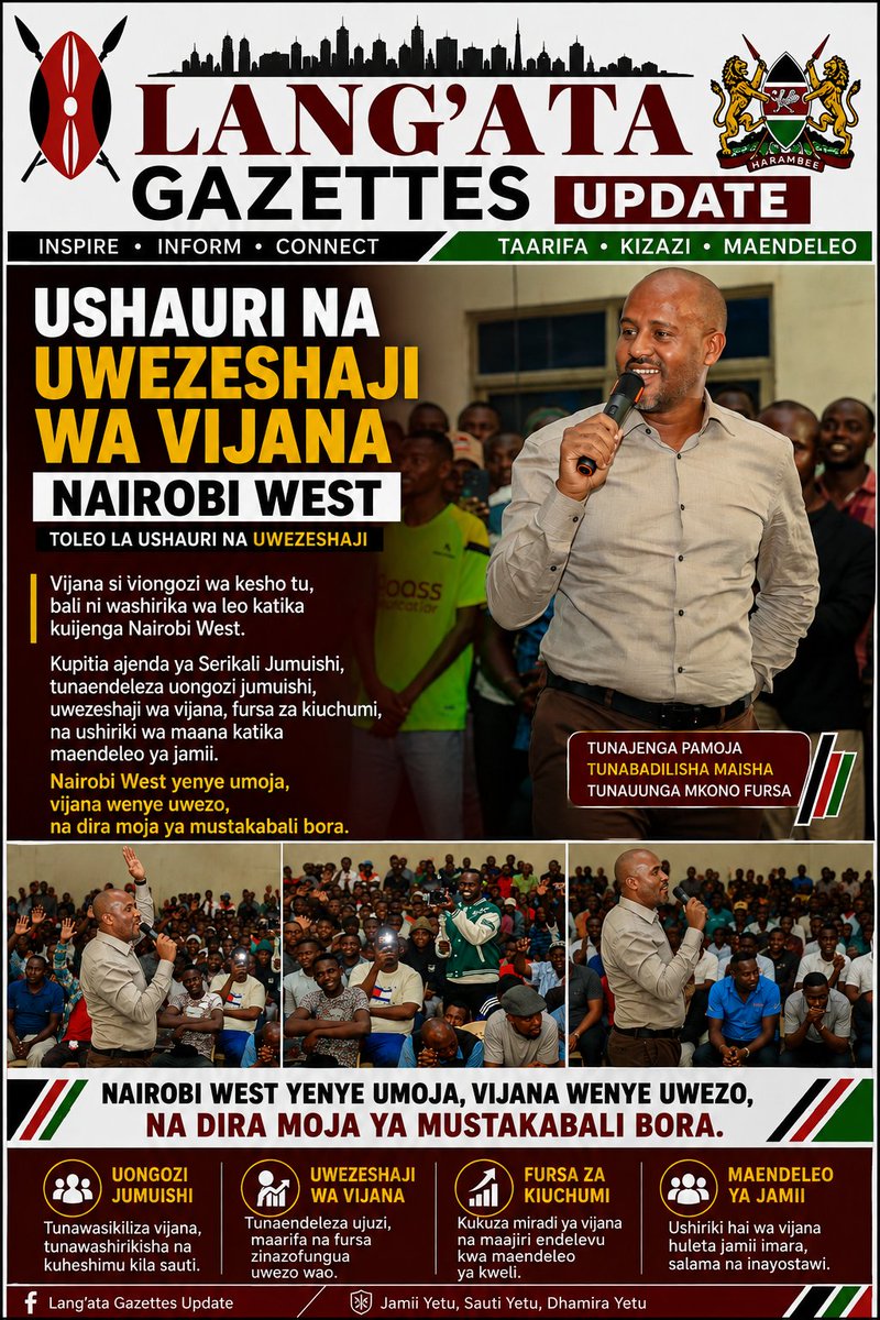 ReubenKeke's tweet photo. Vijana wenye uwezo, Nairobi West yenye nguvu. 🇰🇪🤝🏽
Ushiriki, uwezeshaji na fursa kwa vijana ni msingi wa kujenga jamii yenye maendeleo na mustakabali bora.
@HonAbassKhalif_ https://t.co/yMg5mR4FOJ