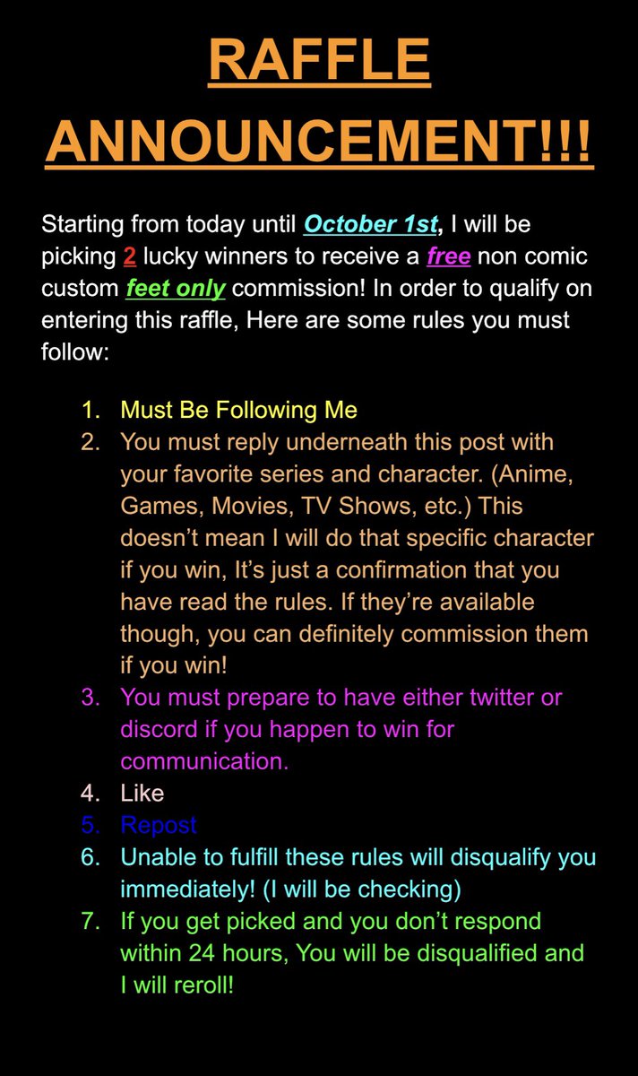 Rendermales's tweet photo. RAFFLE TIME!!! Since October is my favorite month + birthday month. Each year I will be hosting a raffle! So if you wish to enter please read the rules carefully! https://t.co/u6tp7rf1ZY