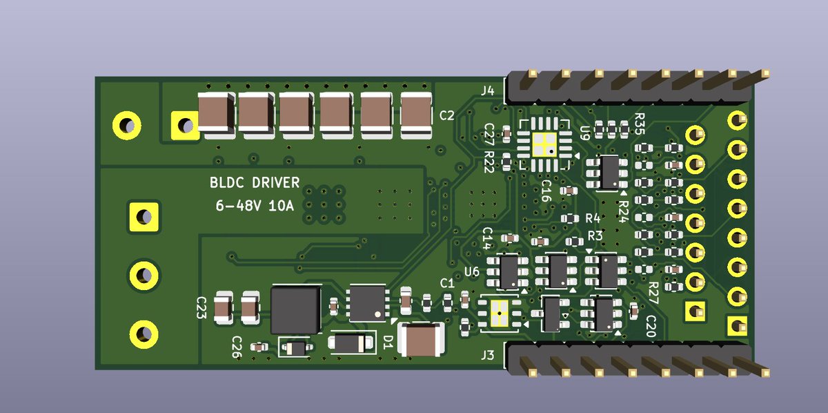 Michaelskywal's tweet photo. Gave Opus 5.5 something a little more complicated, I asked it to layout the PCB for the Mikroe "BRUSHLESS 29 CLICK" which is a BLDC motor driver and it did a great job! It burned 1.28M tokens and took 2 hours and 48 min, but it finished!

The power paths are clearly well thought and planned out. I would say that this design is definitely passable but could use some improvement!