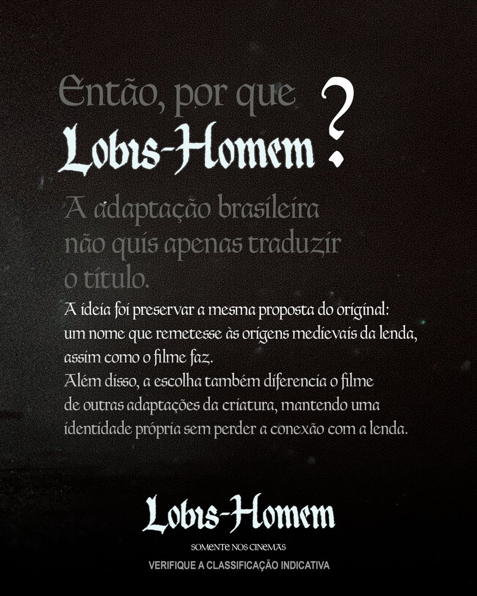 UniversalPicsBr's tweet photo. A adaptação brasileira buscou manter essa mesma ideia: um nome que preserve a atmosfera, o contexto histórico e a identidade da obra, em vez de apenas traduzir literalmente.

#LobisHomemFilme Em breve nos cinemas! https://t.co/Kr8jv9VQXi