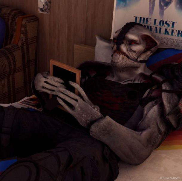 GOTGTheGame's tweet photo. Congrats to our friends at @insomniacgames and @MarvelGames for the launch of #WolverinePS5 last week!

Pictured: Lipless longing for teeth as sharp as Wolverine's claws (probably) https://t.co/KAWecChzpN