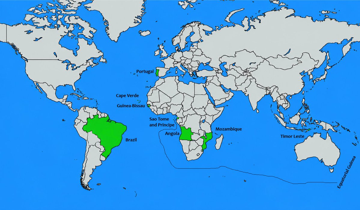 TerribleMaps's tweet photo. Brazilian-speaking countries around the world https://t.co/b5k4kd0H0h