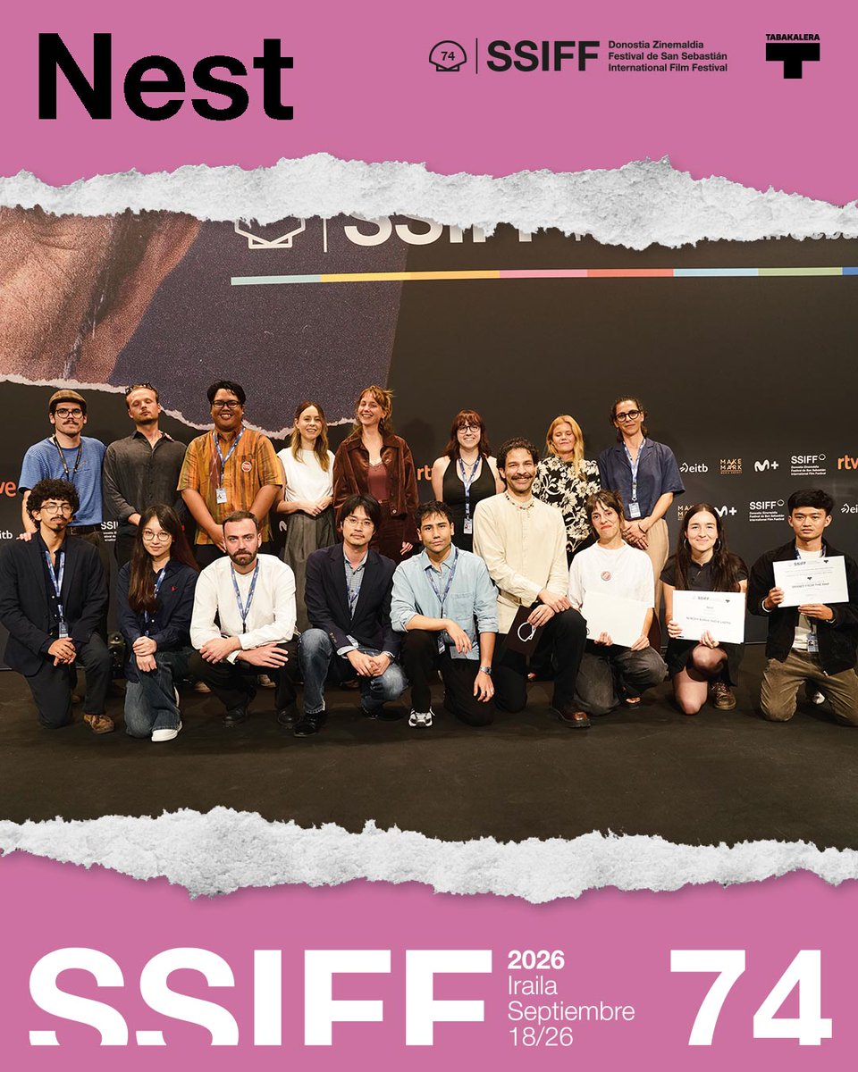 sansebastianfes's tweet photo. #74SSIFF #Nest 🩷🐣 @nestfilmstudent Awards 2026

🏆  @tabakalera Film and Audiovisual Laboratory-Nest Award:
️ DIHAPUS DARI PETA / ERASED FROM THE MAP
Maarij Reka (Film & Television Institute Art Indonesia Yogyakarta @ISIJOGJA)

👏 Special Mention:
NINGÚ BORDA / NOBODY BARKS (NADIE LADRA)
Júlia Coldwell Serra (@escac)

🌐 https://t.co/sOXMXiHCa1