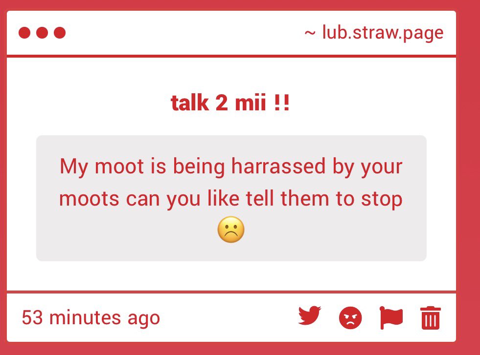 uniqcic's tweet photo. guys , stop harassing them please ! this is literally twitter dot com it’s not that serious . i don’t stand for harassment or bullying , ik your trying to stand up for me and i appreciate it . but just the same way i don’t wanna be bullied / harassed they don’t want to either !! https://t.co/TKOtaDHnxs