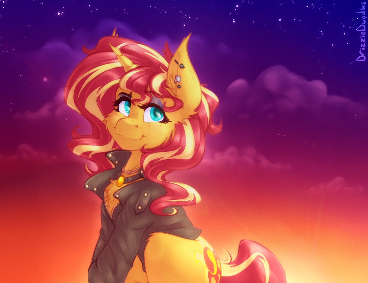 DrizzieDoodles's tweet photo. Prolly time to start re-uploading my art here, 

and what better place to start with this cozy autumn evening Shimmy now that the weather is getting cooler 

#MLP #SunsetShimmer #DrizzieDoodlesArt https://t.co/MGsxBZNyE4