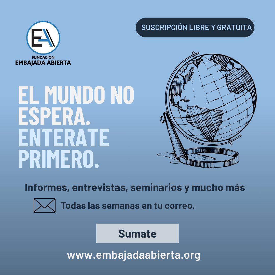 EmbajadaAbierta's tweet photo. ✉️ No te quedes al margen. Recibí semanalmente todos nuestros contenidos por correo electrónico. Informes, entrevistas, seminarios y mucho más.

👉🏼 Invitamos a suscribirte libre y gratuitamente.

🔗 https://t.co/w9BL6WamX5 https://t.co/8sf35lUjIG