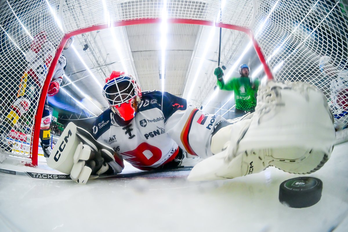 JanPavlicek2's tweet photo. Malcolm Subban loví kotouč ze sítě. #MBLvPCE @telhcz #sportphoto https://t.co/eyINpgG6Af