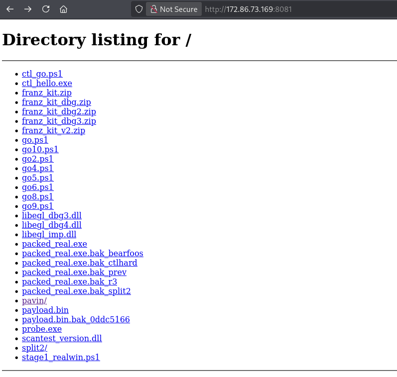 BlinkzSec's tweet photo. knock knock @ex_raritas
#opendir
cc: @skocherhan @malwrhunterteam
I uploaded a few things. The screenshot is from the ps1
http://172.86.73/.169:8081/go10.ps1
files on ReversingLabs, Bazaar, and, in some cases, VT
https://t.co/a2bEBSQEjy https://t.co/sLbMd91v1l
