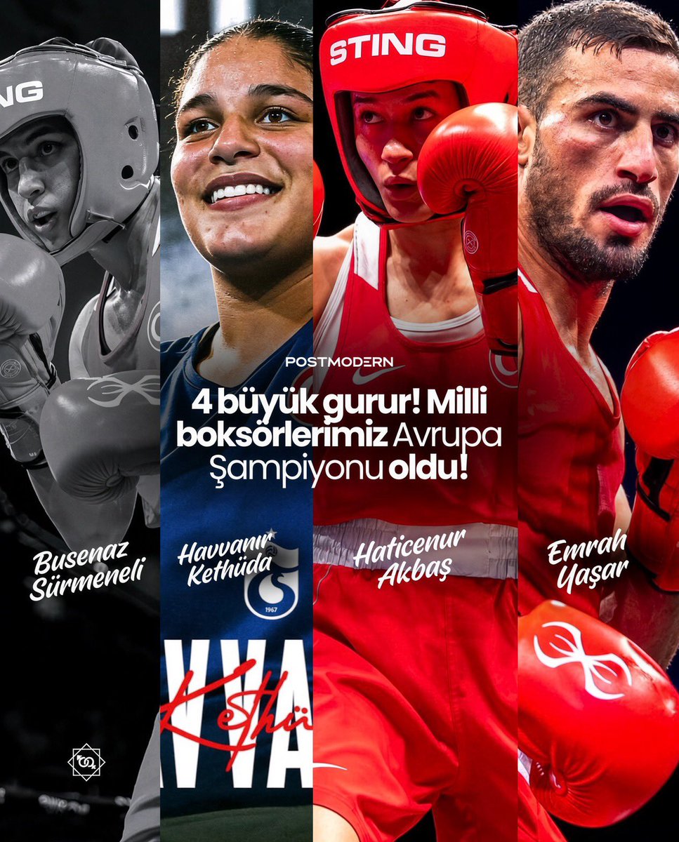 postmbjk's tweet photo. İŞTE ŞİMDİ ASIN BAYRAKLARI !!! — 🇹🇷 4 AVRUPA ŞAMPİYONU! GURURUMUZSUNUZ. 

— Busenaz Sürmeneli, kadınlar 70 kg finalinde İngiliz Chantelle Reid’i 5-0 yenerek üst üste ikinci kez Avrupa Şampiyonu oldu. 🇹🇷 

— Havvanur Kethüda, kadınlar +80 kg finalinde Rus Kseniia Olifirenko’yu üç rauntta da üstünlük kurarak Avrupa Şampiyonu oldu. 🇹🇷 

— Hatice Akbaş, kadınlar 51 kg finalinde İspanyol Laura Fuertes Fernandez’i yenerek Avrupa Şampiyonu oldu. 🇹🇷 

— Emrah Yaşar, erkekler 90 kg finalinde İspanyol Enmanuel Reyes Pla’yı 5-0 yenerek Avrupa Şampiyonu oldu. 🇹🇷