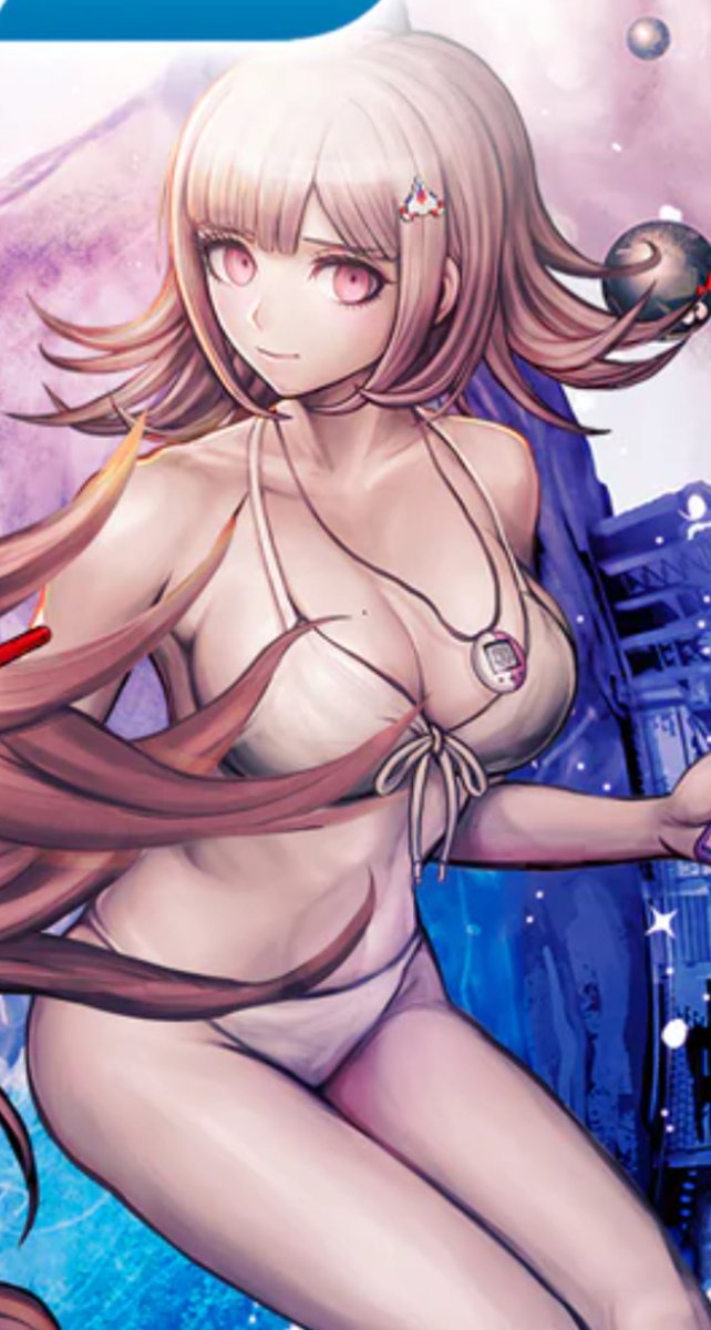 roxochixo's tweet photo. Chiaki has a cute little Monomi Tamagotchi necklace on in the Danganronpa S cover art 

Only for it to be seen nowhere in game, damn sprite artists https://t.co/0rzLMoptQv
