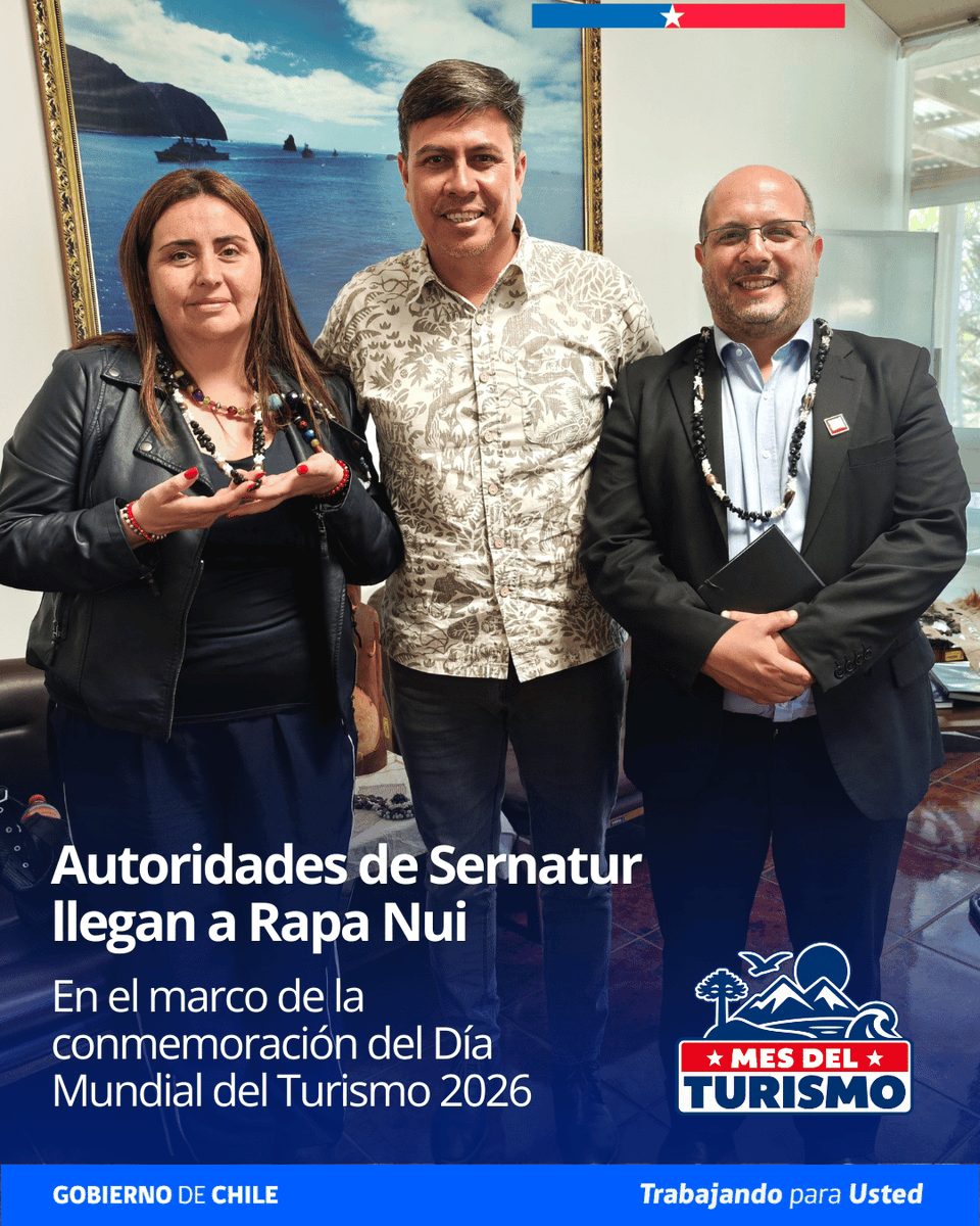 Sernatur's tweet photo. 🗿La agenda del 1er día incluyó reuniones protocolares con la alcaldesa de Rapa Nui y el delegado presidencial provincial, la inauguración de un punto de información turística en el aeropuerto y la participación en el conversatorio “Agenda digital e IA para rediseñar el turismo” https://t.co/atf1efGuSP