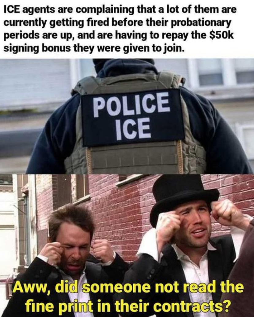Kaos_Vs_Control's tweet photo. The Trump administration even scammed ICE agents

The story gets better too…

The sign-on bonus was immediately taxed 35%, so ICE agents never received 50K. They got around 32-33K, BUT they still have to pay back the full 50K even though they never received the full amount. 😂 https://t.co/UKu8dHZ9JJ