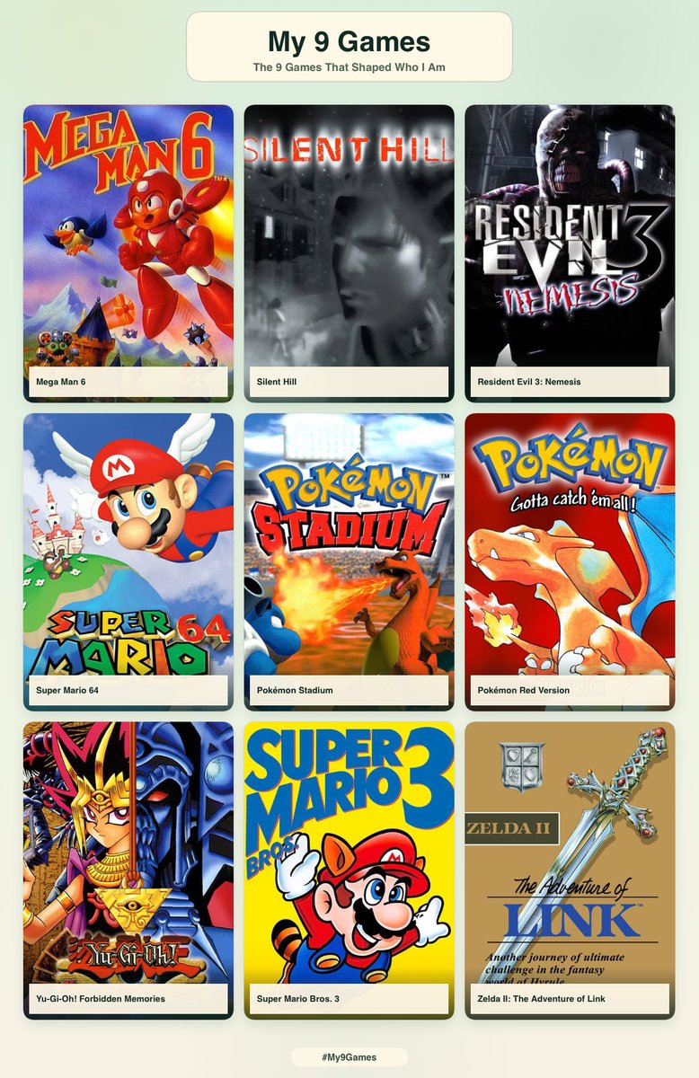 imcesarp7's tweet photo. Mis 9 juegos que me formaron #my9games https://t.co/B0BmPceFvr