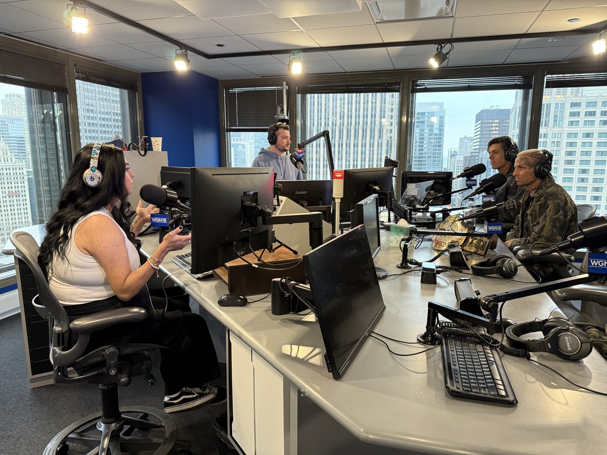 AEWpress's tweet photo. Ahead of their tag team match against @Jet2Flyy &amp; @kylefletcherpro, @DarbyAllin &amp; @Stevenborden were talking #AEWAllOut coming to the @NOW_Arena with @WGNRadio, @Rock955CHI, @1035KISSFM, @Q101Chicago, and @fox32news. Catch all the action TOMORROW NIGHT live on PPV. https://t.co/Z1gggdjtjC
