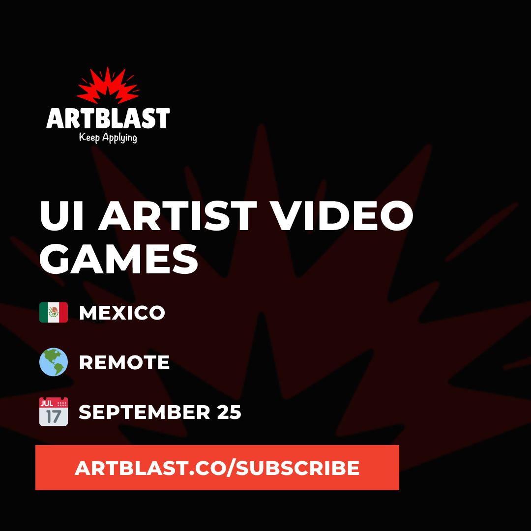artblastjobs's tweet photo. 🚨 Remote UI Artist Video Games 🚨
🇲🇽 Mexico
🔒 Apply in today's email → https://t.co/qmvQSgRVTD
#art #artjobs #gamejobs #artblast #3d #2d #3dart #hiringnow #digitalart #animation #Artists #gamedev https://t.co/oMXJ7nafiP